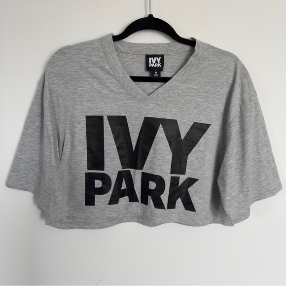 Ivy Park Grey Cropped Logo Tee – Size M - Picture 2 of 7